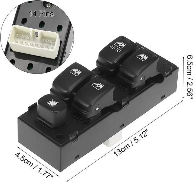 Alt view image 6 of 6 - Front Left Side Power Door Window Switch for Hyundai Getz 2005 93570-1C110
