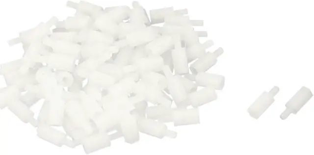 Main image of 100 Pcs Nylon Hex Standoff Spacer M3x10 Female to M3x6 Male Off White