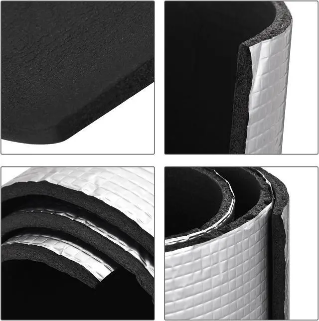 Alt view image 4 of 5 - Insulation Sheet, 3.0mx0.5mx5mm Embossed Aluminum Foil Waterproof Heat Resistant Thermal Barrier, for Roof Wall HVAC Duct Pipe, Rubber Foam