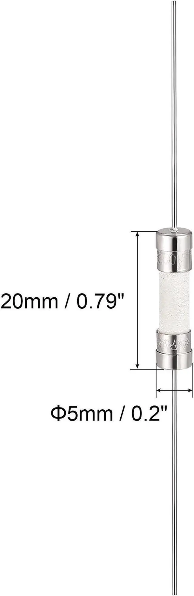 Alt view image 2 of 5 - Slow Blow Fuse Time Delay Lead Wire Ceramic Fuses 5mm x 20mm 250V T10A 10Pcs