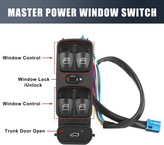 Alt view image 3 of 6 - Front Left Side Master Power Window Switch Lift Button Panel for Mercedes-Benz  C-CLASS C230  C320 A2038210679