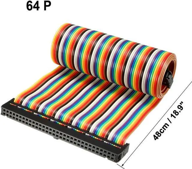 Alt view image 2 of 4 - IDC 64 Pins Wire Flat Rainbow Ribbon Cable 48cm 2.54mm Pitch 3pcs