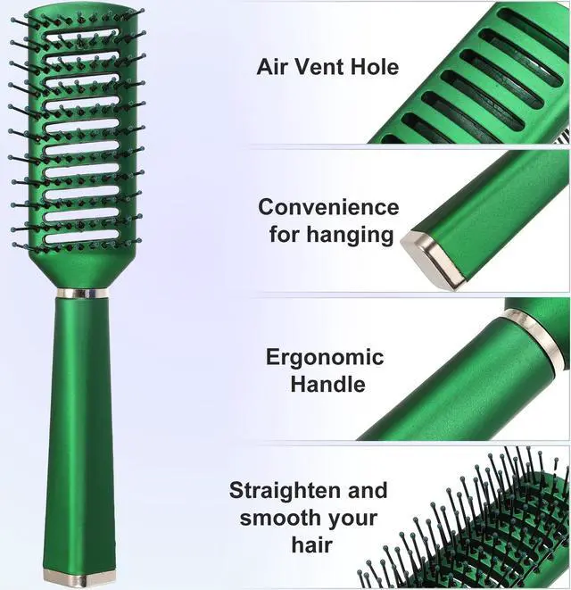Alt view image 3 of 7 - 1 Pcs Hair Brush, Detangling Brush for Women and Men,Hair Brush for Straight ,Curly ,Thick, Thin, Dry Hair,Dark Geen,ABS