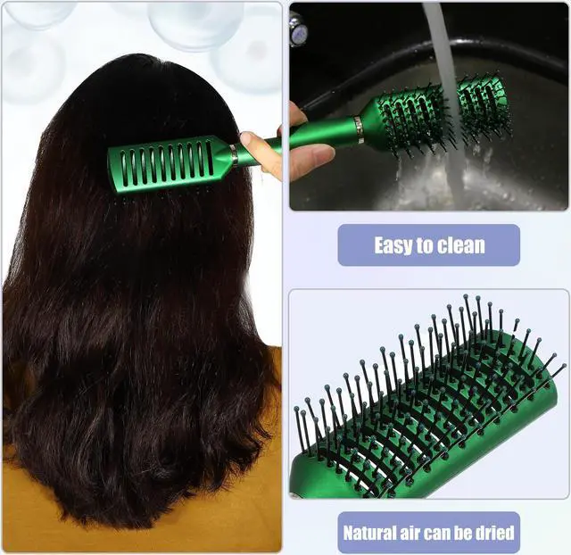 Alt view image 2 of 7 - 1 Pcs Hair Brush, Detangling Brush for Women and Men,Hair Brush for Straight ,Curly ,Thick, Thin, Dry Hair,Dark Geen,ABS