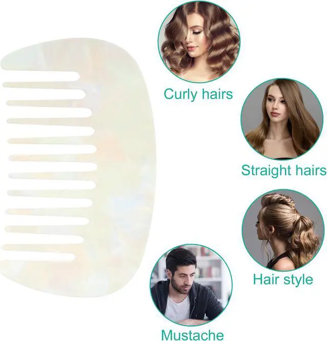 Alt view image 7 of 7 - Hair Comb Wide Tooth, Anti-Static Pocket Size Comb for Thick, Curly Hair, Hair Care, Detangling Comb, for Wet and Dry, White