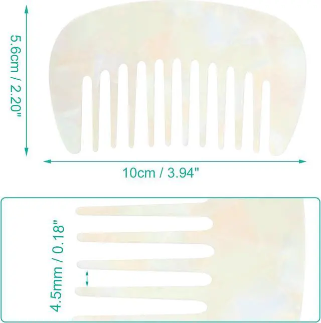 Alt view image 4 of 7 - Hair Comb Wide Tooth, Anti-Static Pocket Size Comb for Thick, Curly Hair, Hair Care, Detangling Comb, for Wet and Dry, White