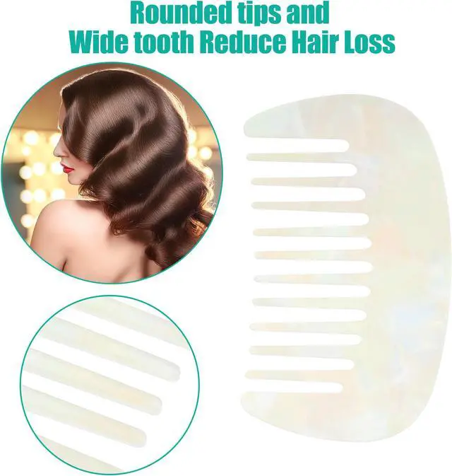 Alt view image 2 of 7 - Hair Comb Wide Tooth, Anti-Static Pocket Size Comb for Thick, Curly Hair, Hair Care, Detangling Comb, for Wet and Dry, White
