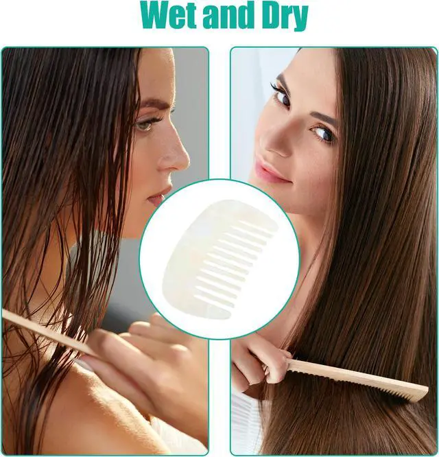 Alt view image 5 of 7 - Hair Comb Wide Tooth, Anti-Static Pocket Size Comb for Thick, Curly Hair, Hair Care, Detangling Comb, for Wet and Dry, White