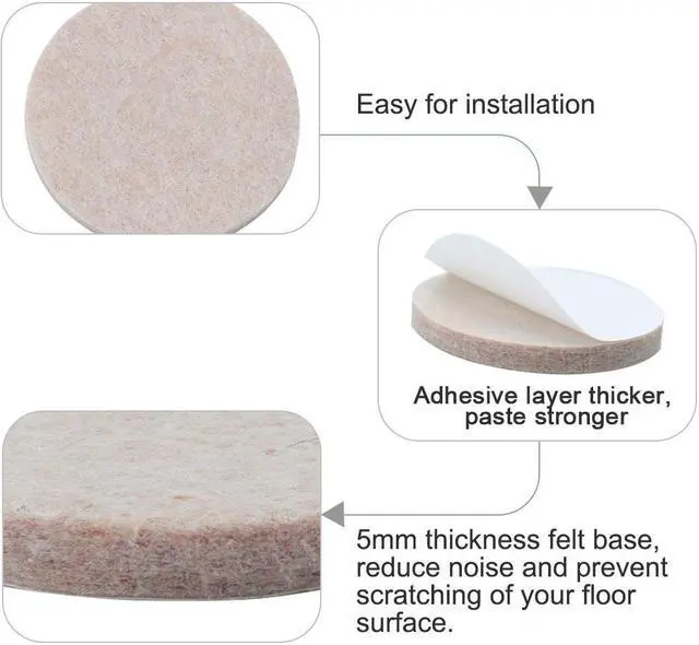 Alt view image 4 of 7 - Felt Furniture Pad Round 1 1/4" Self Adhesive Anti-scratch Floor Protector 60pcs