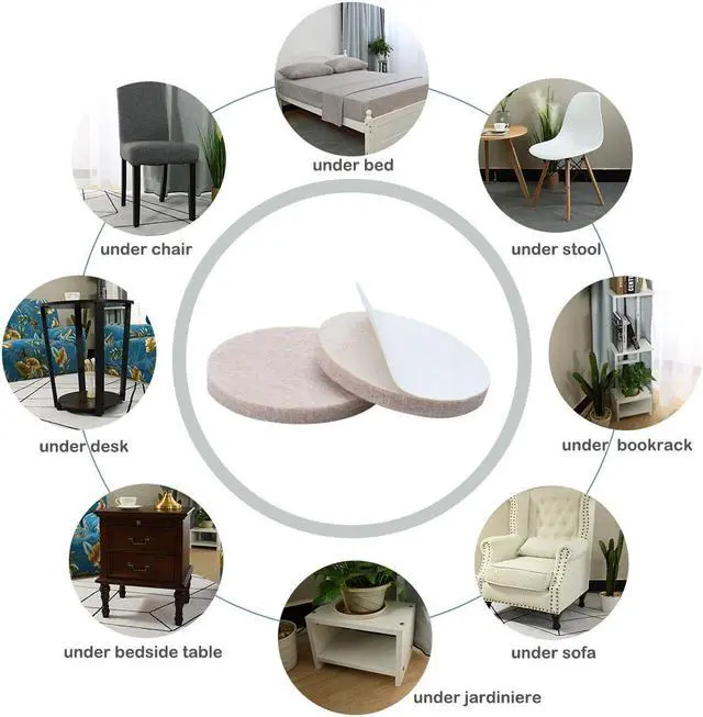 Alt view image 5 of 7 - Felt Furniture Pad Round 1 1/4" Self Adhesive Anti-scratch Floor Protector 60pcs