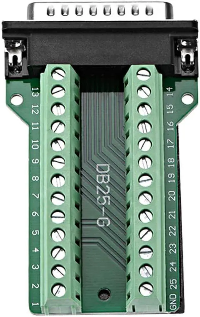 Alt view image 3 of 3 - D-sub DB25 Breakout Board Connector 25 Pin 2-row Male Port Solderless Terminal Block Adapter with Thumb Screws