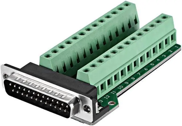 Main image of D-sub DB25 Breakout Board Connector 25 Pin 2-row Male Port Solderless Terminal Block Adapter with Thumb Screws