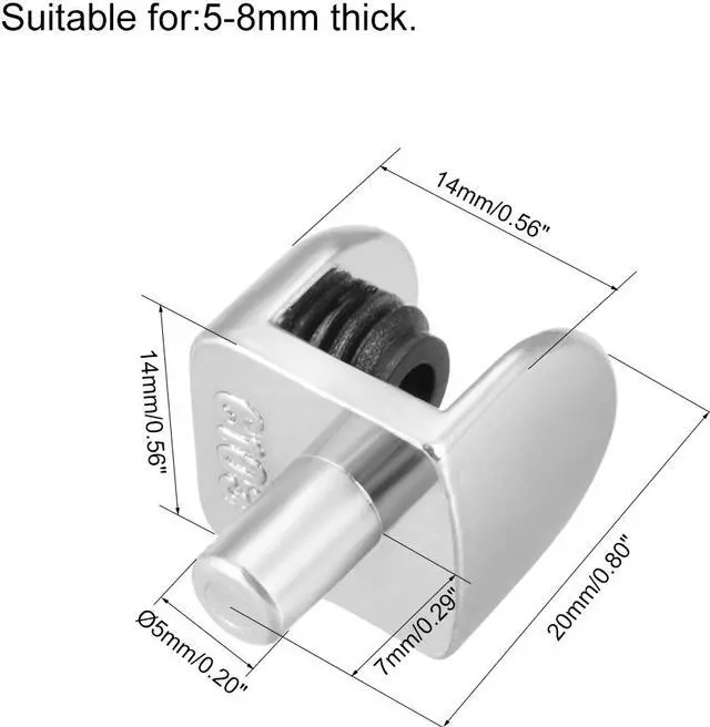 Alt view image 2 of 3 - Glass Shelf Brackets - Adjustable Zinc Alloy Glass Clamp Clip Shaft Mount for 5-8mm Thick, Type-04, 2 Pcs