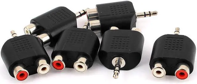 Main image of 6pcs 3.5mm Stereo Male Jack to Dual RCA Female Audio Plug Adapter Connector