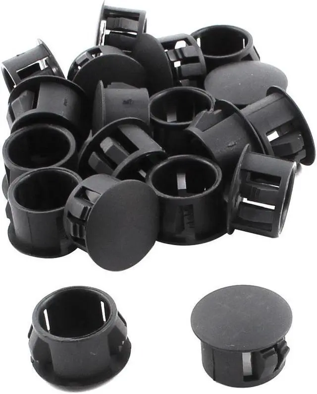 Main image of SKT-14 17mm Head Dia Plastic Round Locking Hole Plug Button Cover Black 19pcs
