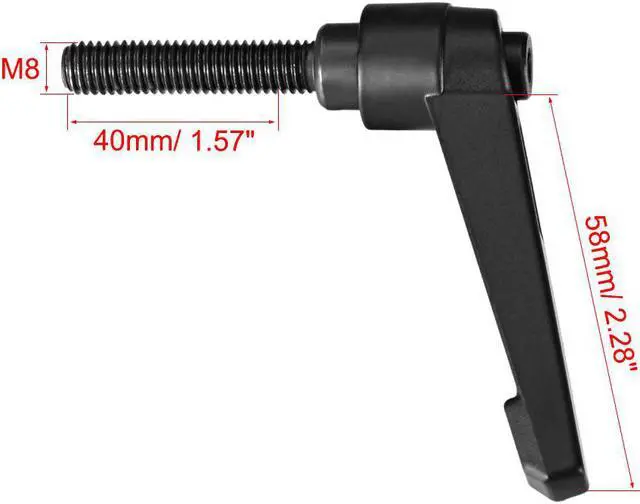 Alt view image 3 of 4 - M8 x 40mm Handle Adjustable Clamping Lever Thread Push Button Ratchet Male Threaded Stud 2Pcs