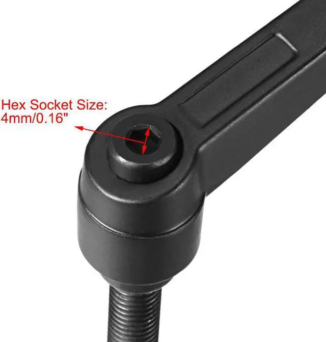 Alt view image 4 of 4 - M8 x 40mm Handle Adjustable Clamping Lever Thread Push Button Ratchet Male Threaded Stud 2Pcs