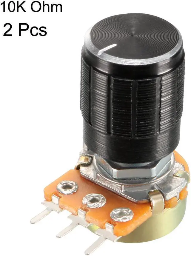 Alt view image 2 of 4 - 2Pcs 10K Ohm Variable Resistors Single Turn Rotary Carbon Film Taper Potentiometer with Knobs