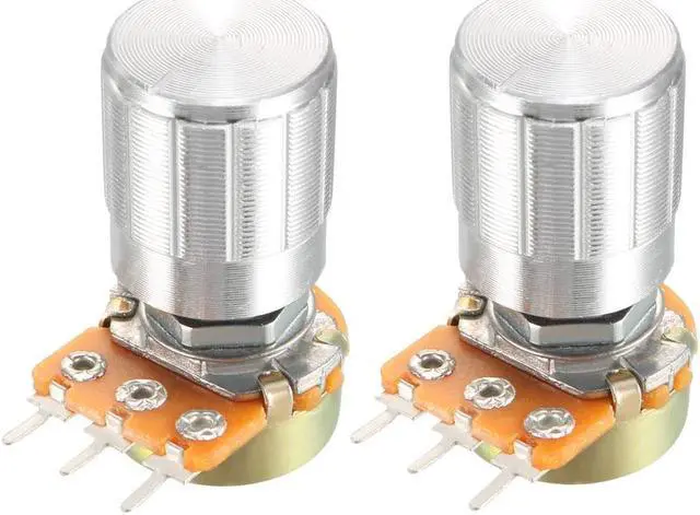 Main image of 2 Pcs 10K Ohm Variable Resistors Single Turn Rotary Carbon Film Taper Potentiometer with Knob