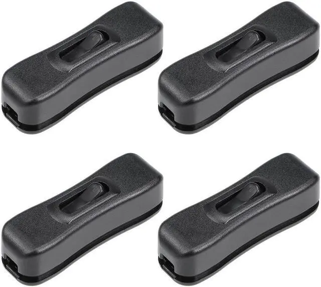 Main image of Inline Cord Switch AC 250V 2A On-Off SPST Feed-Through Rocker Switch, for Bedroom Table Lamp Desk Light (Pack of 4)