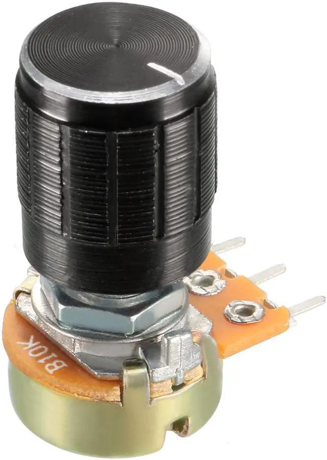 Alt view image 3 of 4 - 2Pcs 10K Ohm Variable Resistors Single Turn Rotary Carbon Film Taper Potentiometer with Knobs