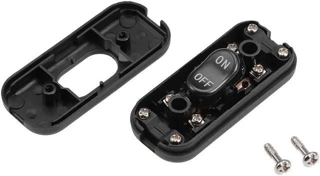 Alt view image 3 of 6 - Inline Cord Switch AC 250V 6A On-Off DPST Control Feed-Through Rocker Switch for Bedroom Table Lamp Desk Light, Black (Pack of 4)