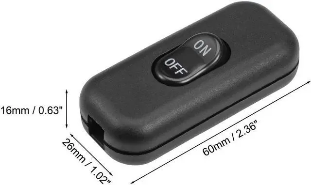 Alt view image 2 of 6 - Inline Cord Switch AC 250V 6A On-Off DPST Control Feed-Through Rocker Switch for Bedroom Table Lamp Desk Light, Black (Pack of 4)