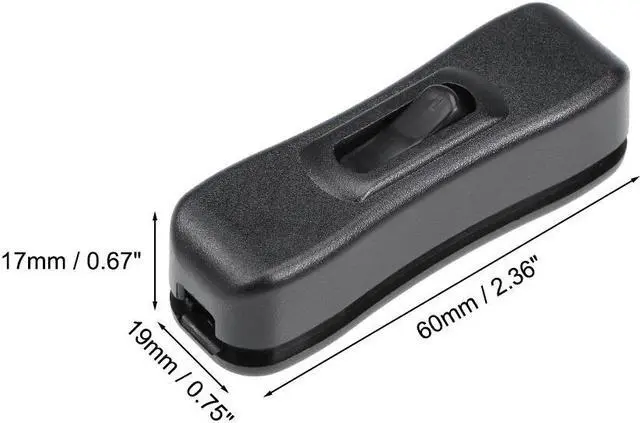 Alt view image 2 of 3 - Inline Cord Switch AC 250V 2A On-Off SPST Feed-Through Rocker Switch, for Bedroom Table Lamp Desk Light (Pack of 4)