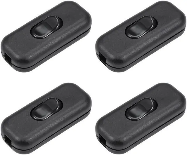 Main image of Inline Cord Switch AC 250V 6A On/Off Rocker Switch Table Lamp Desk Light Switch, Black (Pack of 4)