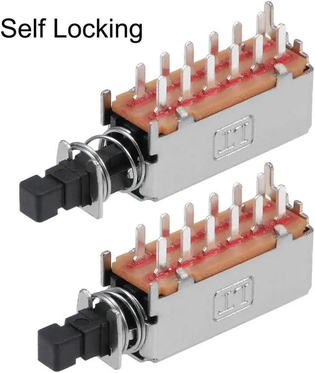 Alt view image 2 of 4 - Push Button Switch 4PDT 12 Pin 1 Position Self-Locking Black 15pcs