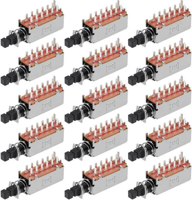 Main image of Push Button Switch 4PDT 12 Pin 1 Position Self-Locking Black 15pcs
