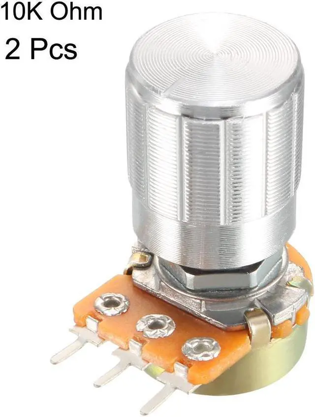 Alt view image 2 of 4 - 2 Pcs 10K Ohm Variable Resistors Single Turn Rotary Carbon Film Taper Potentiometer with Knob