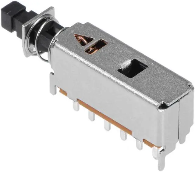 Alt view image 3 of 4 - Push Button Switch 4PDT 12 Pin 1 Position Self-Locking Black 15pcs