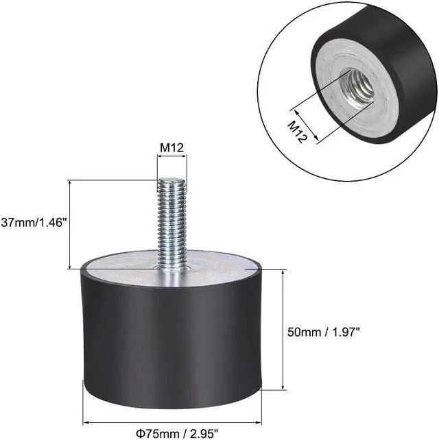 Alt view image 2 of 3 - M12 Male Female Rubber Anti Vibration Isolators Mounts Shock Absorber D75mm x H50mm