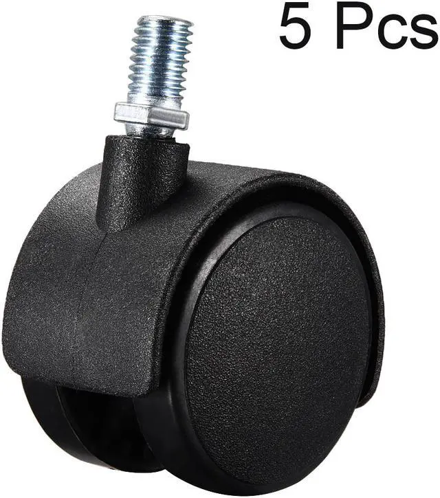 Alt view image 3 of 4 - Furniture Casters 2 Inch Nylon M10 x 15mm Threaded Stem Swivel Caster Wheels w Brake, 38lb Capacity Each Wheel, 5 Pcs