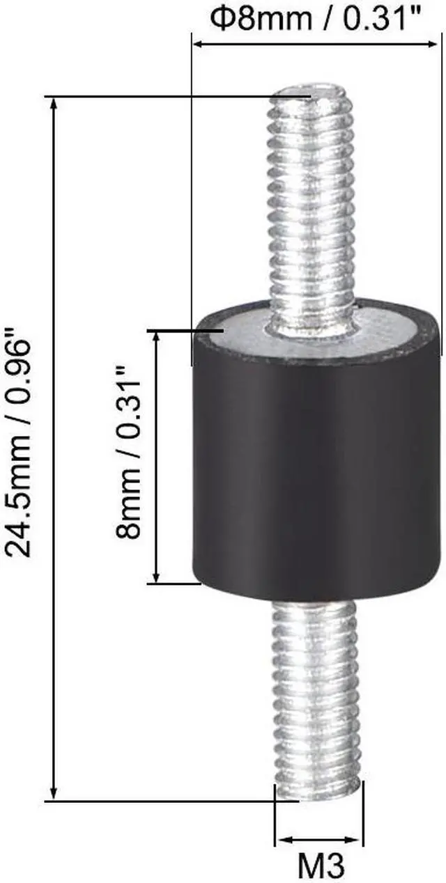 Alt view image 2 of 3 - D8 x H8 Rubber Vibration Isolator Mounts Shock Absorber with M3 x 8mm Studs 8pcs