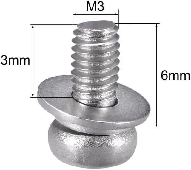 Alt view image 2 of 2 - M3 x 6mm Stainless Steel Phillips Pan Head Machine Screws Bolts Combine with Spring Washer and Plain Washers 20pcs