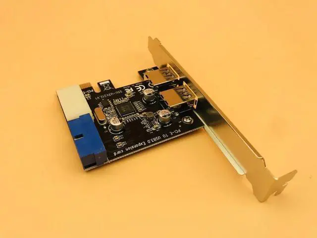 Alt view image 5 of 6 - USB 3.0 Hub PCI-E Expansion Card Adapter External 2 Port USB3.0 Internal 19pin Header PCI-E Card 4pin IDE Power Connector