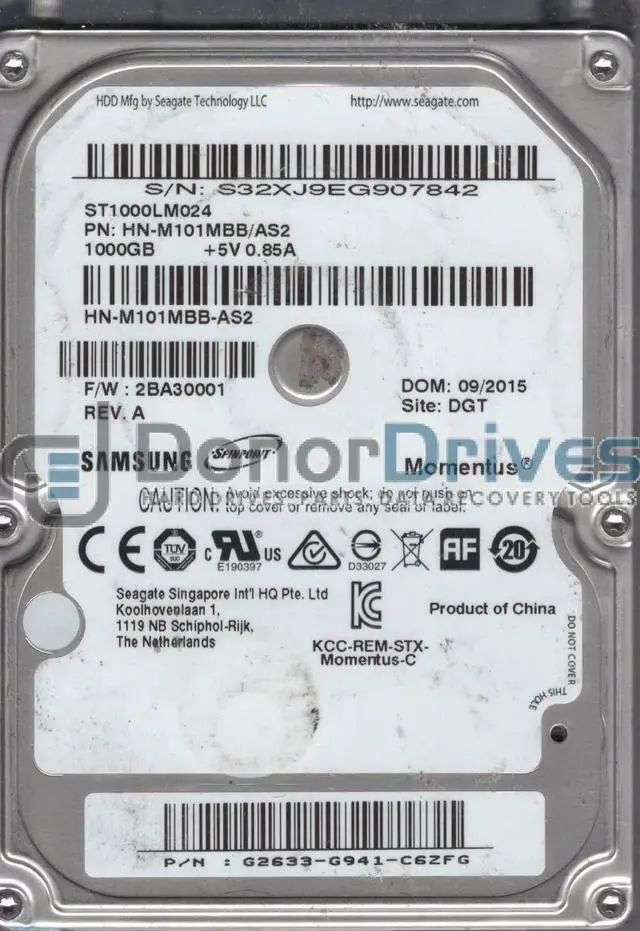Alt view image 4 of 4 - ST1000LM024, HN-M101MBB/AS2, FW 2BA30001, Samsung 1TB SATA 2.5 Hard Drive
