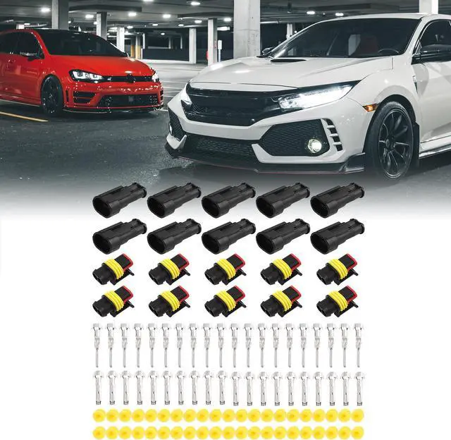 Alt view image 2 of 5 - 2 Pins Way Car Waterproof Automotive Electrical Connector Terminal 10 Sets