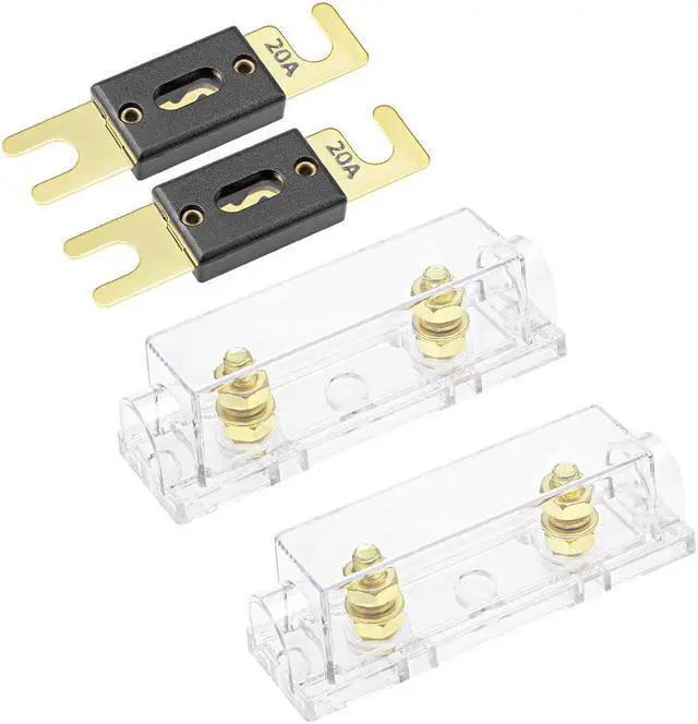 Main image of ANL Fuse Holder with 20 Amp Fuse DC 32 Volt for Automotive Car Vehicle Audio Amplifier Inverter Replacement with Clear Insulated Cover 2pcs