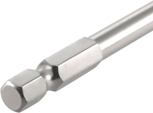 Alt view image 4 of 4 - 5Pcs Ball End Hex Bits 1/4 Inch Hex Shank 75mm Length Magnetic 4MM Head Screwdriver S2 Screw Driver Bit