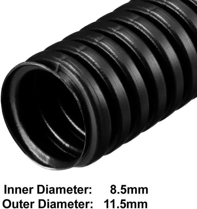 Alt view image 2 of 5 - Corrugated Tube Conduit PP Polyethylene Tubing Flexible Pipe Hose Black 8.5mm Inner Dia 11.5mm Outer Dia. 11M Long