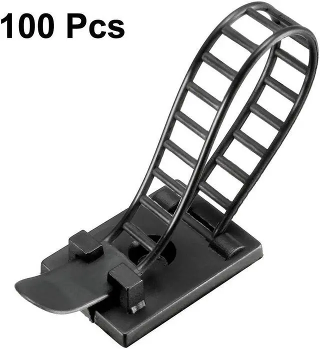 Alt view image 4 of 4 - 100pcs Adjustable Cable Clips Adhesive Straps Clamps with Optional Screw Mount Multi Cables