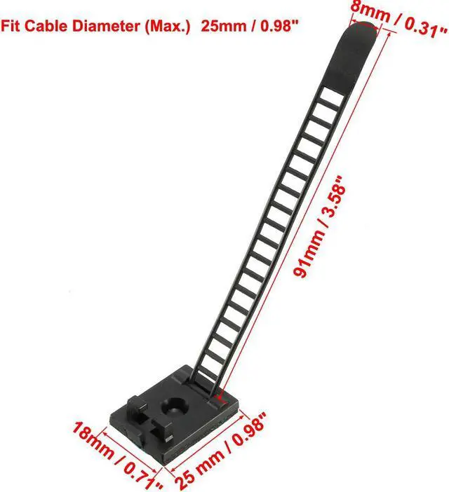 Alt view image 2 of 4 - 100pcs Adjustable Cable Clips Adhesive Straps Clamps with Optional Screw Mount Multi Cables