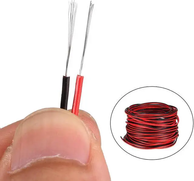 Alt view image 3 of 5 - Red Black Wire 2pin Extension Cable Cord 28 AWG Parallel Wire Tin Plated Copper 15M Length for LED Strip Light