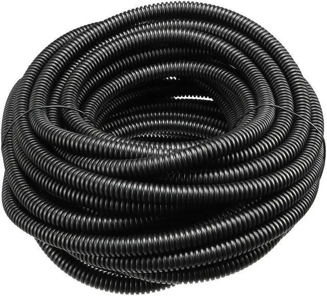 Main image of Corrugated Tube Conduit PP Polyethylene Tubing Flexible Pipe Hose Black 7.5mm Inner Dia 10.5mm Outer Dia. 12.5M Long