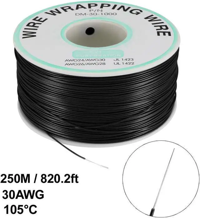 Alt view image 2 of 3 - OK Wire Tin Plated Copper Cord Wire Wrapping P/N 30 AWG 820ft Length Black