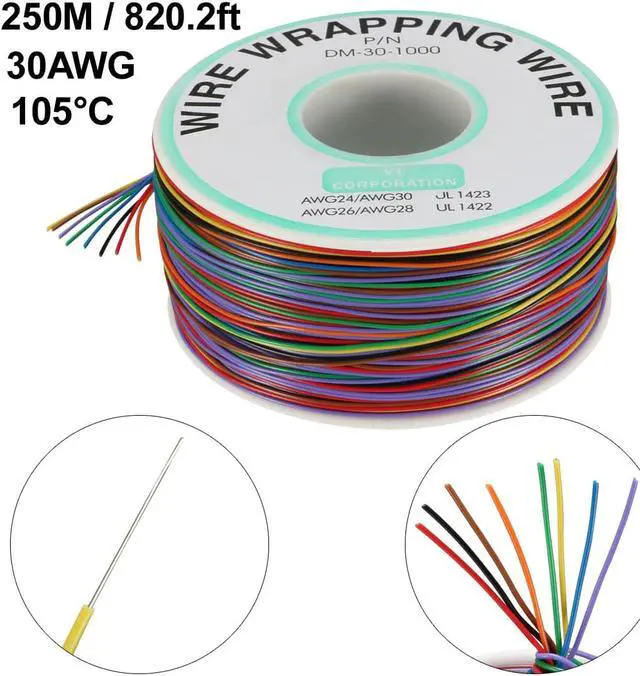 Alt view image 2 of 3 - Wrapping Wire Tin Plated Copper Wire P/N 30 AWG 250M Length 8 Colors