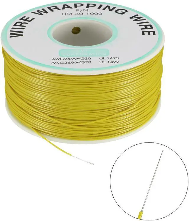 Alt view image 2 of 2 - OK Wire Tin Plated Copper Cord Wire Wrapping P/N 30 AWG 820ft Length Yellow